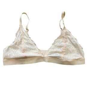 Pepper Bra Women's Large Cream Nude Lace Triangle Bralette Wirefree Coquette